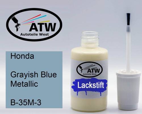 Honda, Grayish Blue Metallic, B-35M-3: 20ml Lackstift, von ATW Autoteile West.